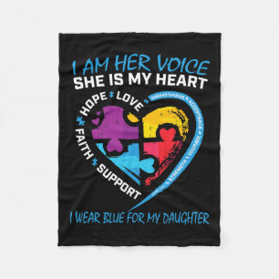 Mum Dad Puzzle I Wear Blue For My Daughter Autism Fleece Blanket
