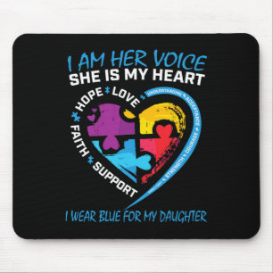 Mum Dad Puzzle I Wear Blue For My Daughter Autism Mouse Mat