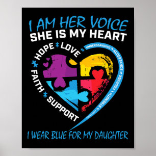 Mum Dad Puzzle I Wear Blue For My Daughter Autism Poster