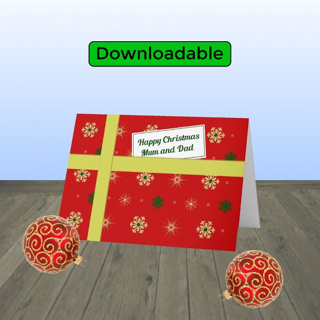 "Mum" dad red christmas parcel modern Holiday Card (Creator Uploaded)