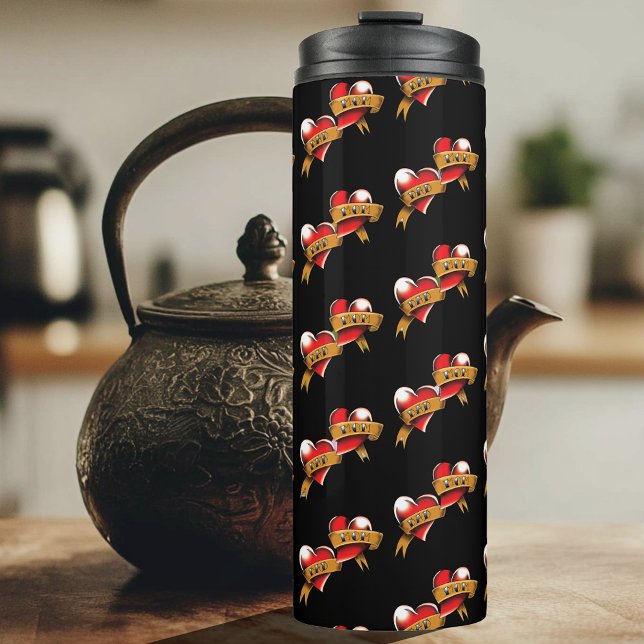 Mum Dad Red Hearts Tattoo Thermal Tumbler (Creator Uploaded)
