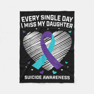 Mum Dad Teal Purple I Miss My Daughter Suicide Awa Fleece Blanket