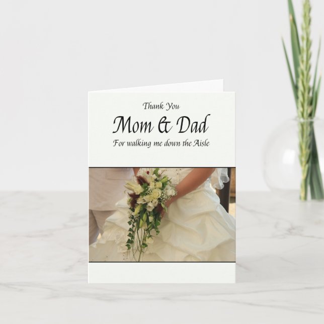 Mum & Dad Thanks for Walking me down Aisle Thank You Card (Front)