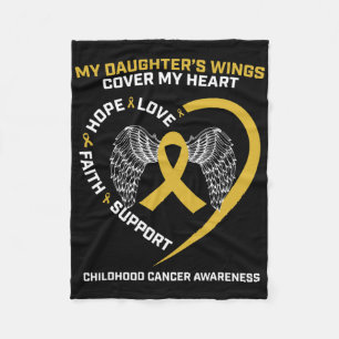 Mum Dad Women Men Wings Daughter Childhood Cancer Fleece Blanket