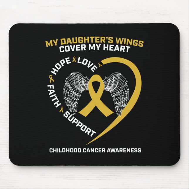 Mum Dad Women Men Wings Daughter Childhood Cancer  Mouse Mat (Front)