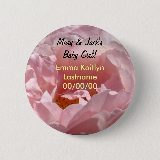 Mum Dad's Name Baby Girl buttons Baby Girls Name (Front)
