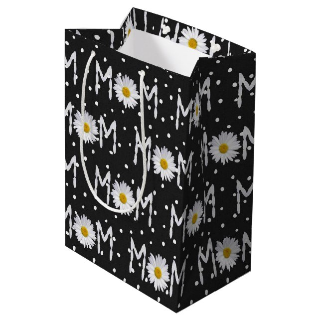 Mum Daisy On Polka Dots Medium Gift Bag (Back Angled)