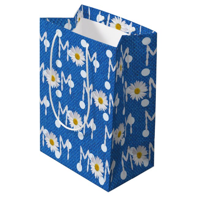 Mum Daisy On Polka Dots Medium Gift Bag (Back Angled)