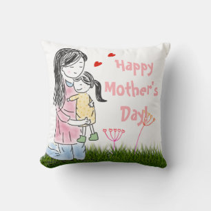Mum & Daughter Hug Custom Cushion