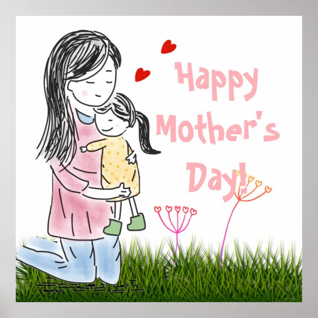 Mum & Daughter Hug Custom Poster (Front)