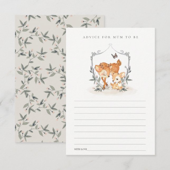 Mum Deer Fawn Floral Advice for Mum Baby Shower Enclosure Card (Front/Back)