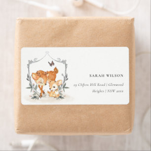 Mum Deer Fawn Floral Crest Baby Shower Address