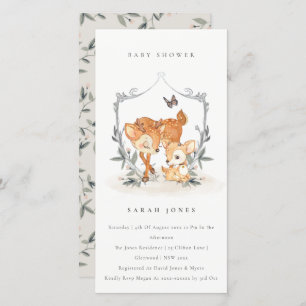 Mum Deer Fawn Floral Crest Baby Shower Invite