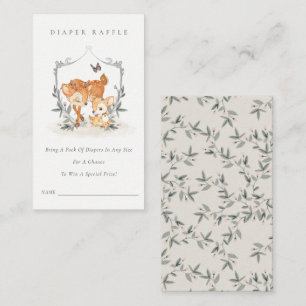 Mum Deer Fawn Floral Diaper Raffle Baby Shower Enclosure Card
