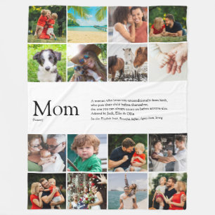 Mum Definition Family Photo Collage Modern Fleece Blanket