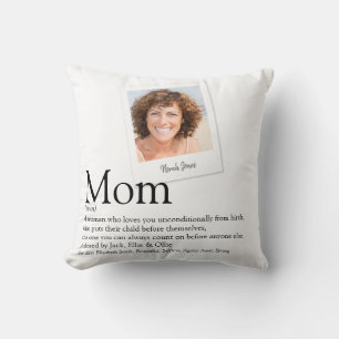 Mum Definition Modern Photo Black and White Cushion