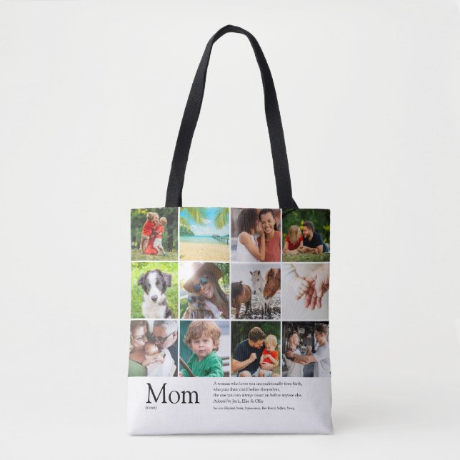 Mum Definition Quote 12 Photo Collage Tote Bag (Front)
