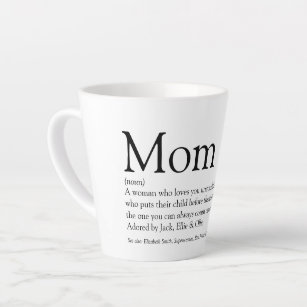 Mum Definition Quote Black and White Latte Mug