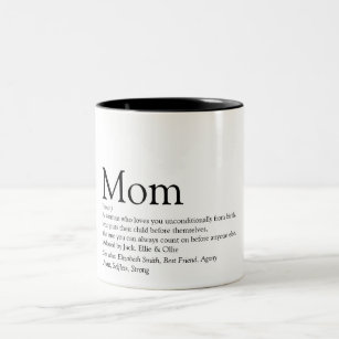 Mum Definition Quote Black and White Two-Tone Coffee Mug