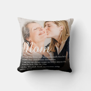 Mum Definition Quote Elegant Script Photo Cushion