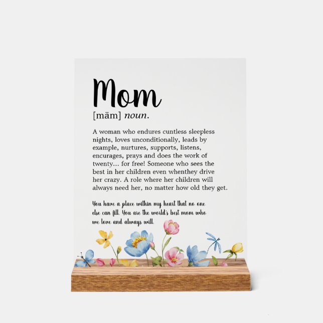 Mum Definition Wildflower Acrylic Sign (Front)