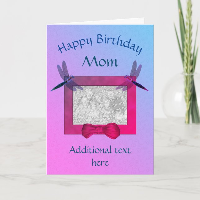 Mum Dragonflies Frame Birthday Photo Card (Front)