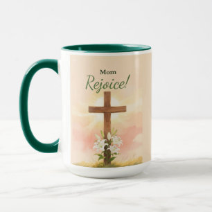 Mum Easter Rejoice Cross and Lilies Mug