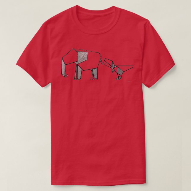 Mum elephant and baby TRex T-Shirt (Design Front)