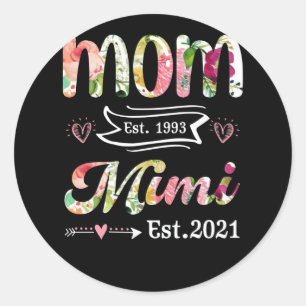 Mum est. 1993 And Mimi Est Classic Round Sticker