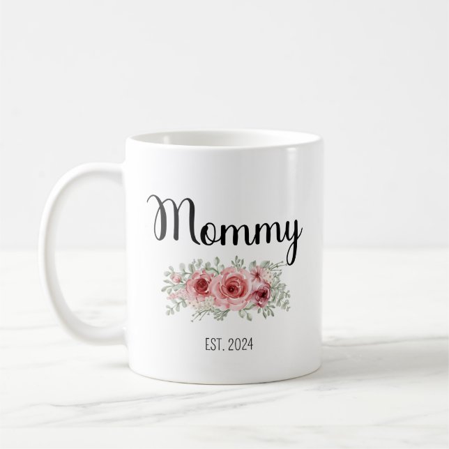 Mum Est 2024 Promoted To Mummy Mama Mug (Left)