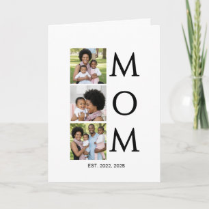 Mum Est Established Caps 3 Photo Mothers Day Holiday Card