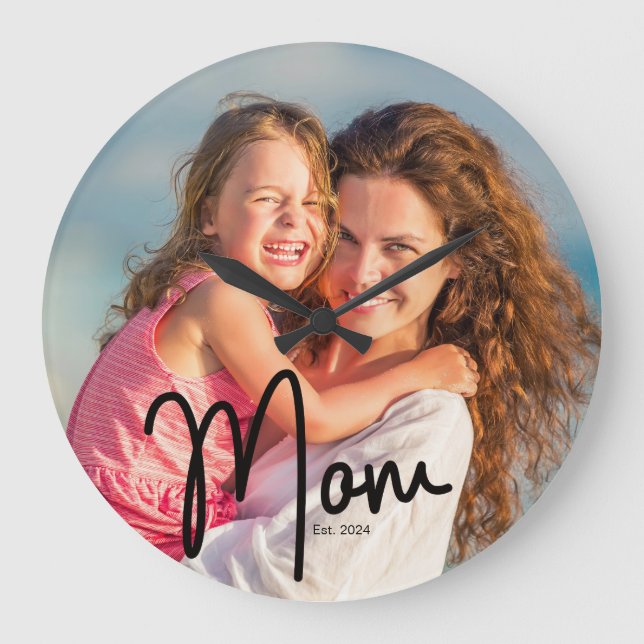 Mum Est. Photo Gift  Large Clock (Front)
