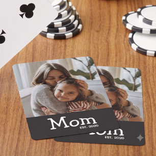 Mum Est Saying White Fun Whimsical Font Photo Playing Cards