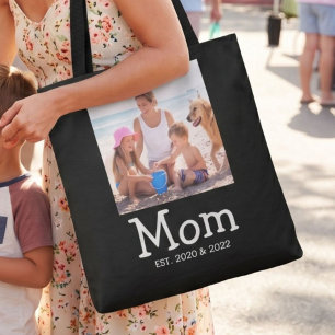 Mum Est Saying White Fun Whimsical Font Photo Tote Bag