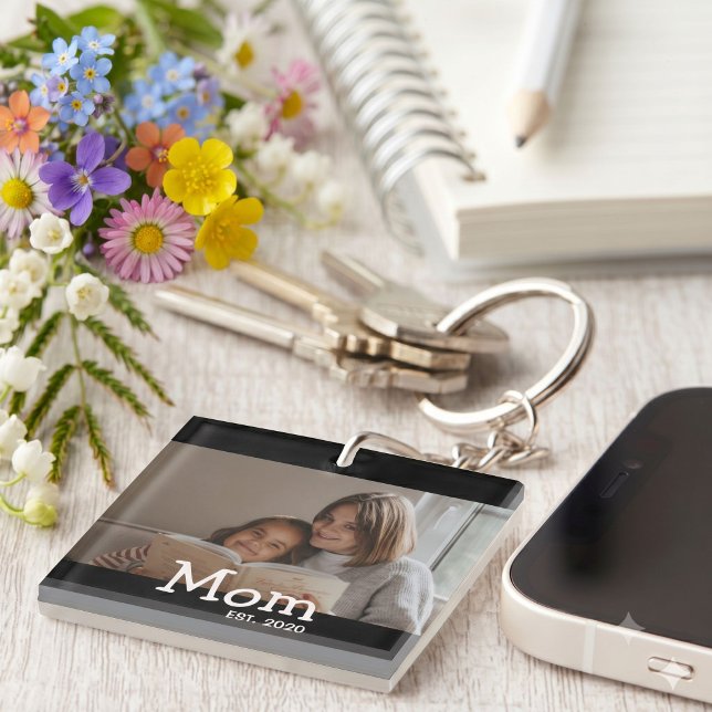 Mum Est Saying White Whimsical Font Key Ring (Creator Uploaded)