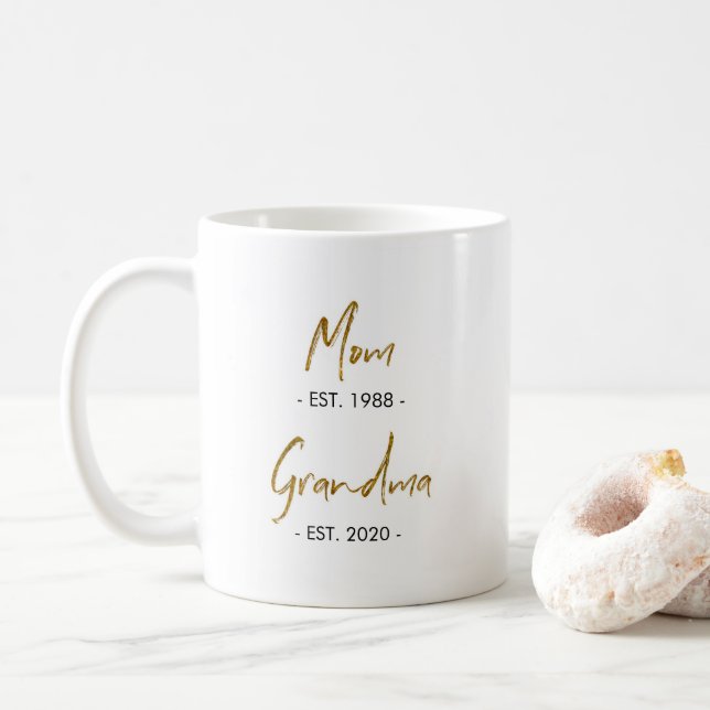Mum Est. to Grandma Est. Coffee Mug (With Donut)