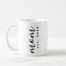 Mum Est. Year Keepsake White Black Minimalist