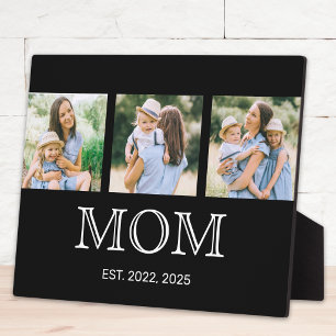 Mum Established 3 Photo Black Plaque
