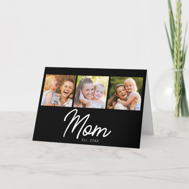 Mum Established 3 Photo Script Black Card (Front)