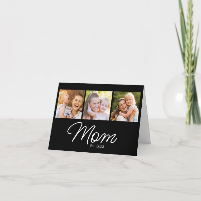 Mum Established 3 Photo Script Black Card (Front)