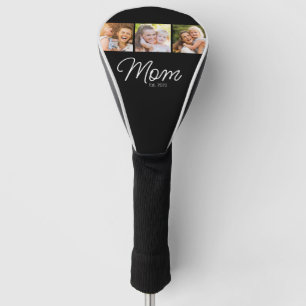 Mum Established 3 Photo Script Black Golf Head Cover