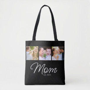 Mum Established 3 Photo Script Black Tote Bag
