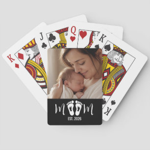 Mum Established Baby Footprints Photo Gift Magnet Playing Cards