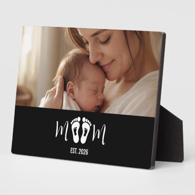 Mum Established Baby Footprints Photo Gift Plaque (Side)