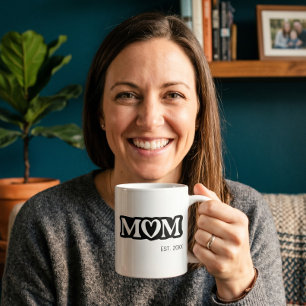 Mum Established Black and White Bold Cute Heart Coffee Mug