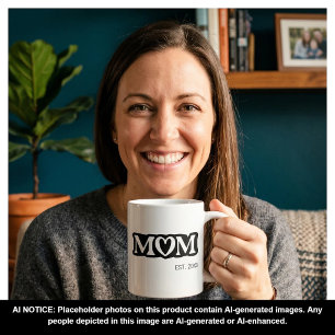Mum Established Black and White Bold Cute Heart Coffee Mug