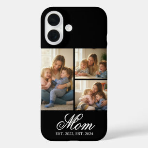 Mum Established Black Elegant Script 3 Photo iPhone 16 Case