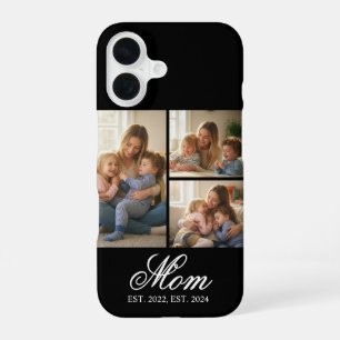 Mum Established Black Elegant Script 3 Photo iPhone 16 Case