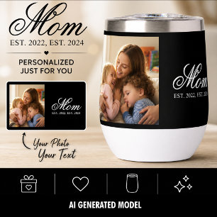Mum Established Black Elegant Script Photo