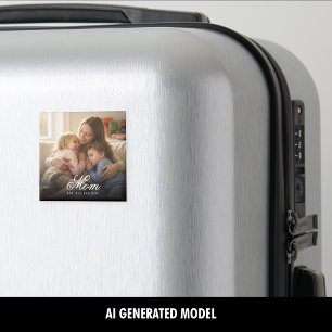 Mum Established Black Elegant Script Photo Magnet